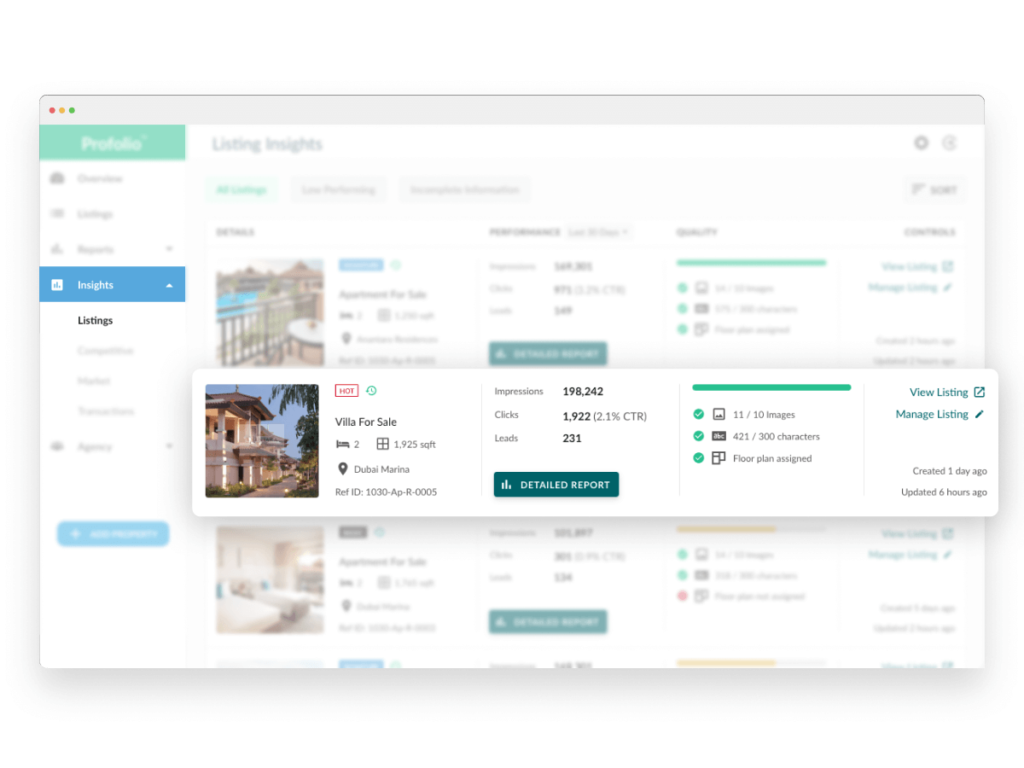 Listings Insights Table