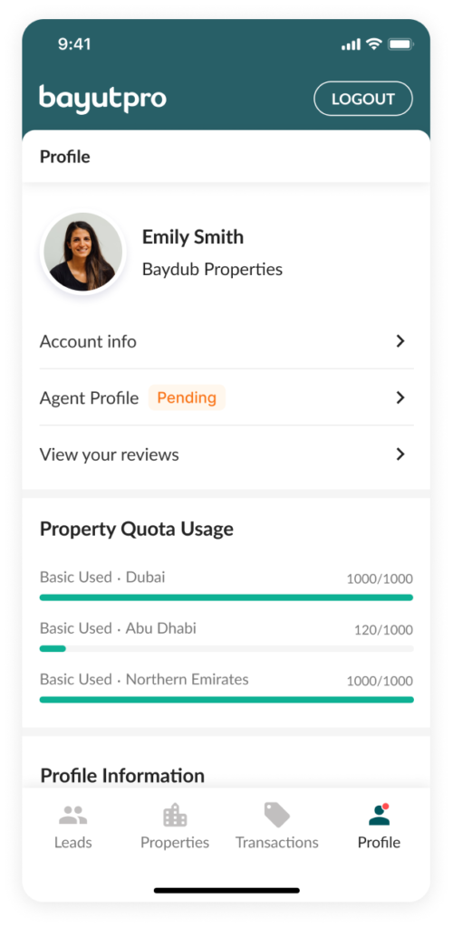 Image showing a pending agent profile notification.