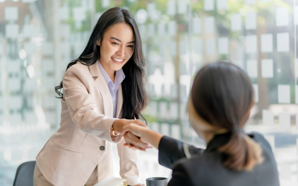 Real estate agent and client